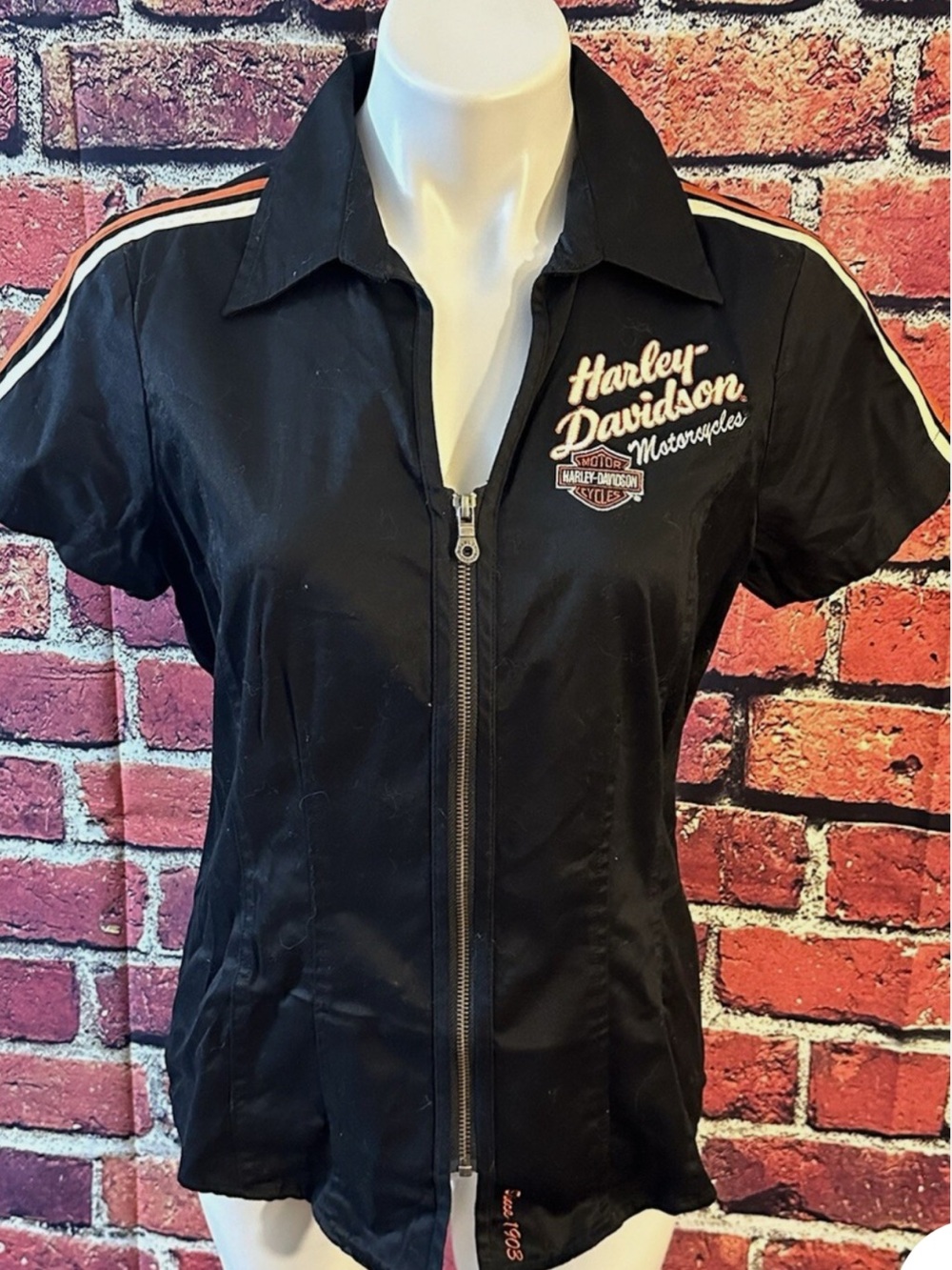 Harley-Davidson Women's Black Zip-Front Racing Top